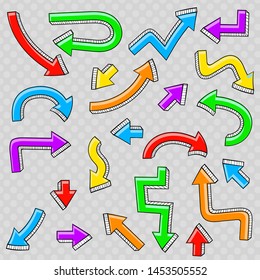 Colored arrows. Hand drawn sketch. Vector illustration