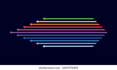 flechas de color sobre fondo negro en estilo lgbt, flechas Horizontales