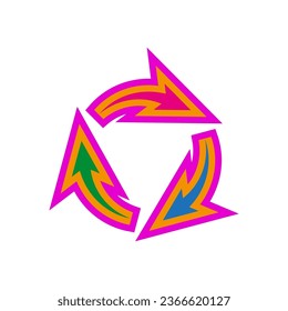 Colored arrows on a circle icon. Vector illustration. EPS 10.