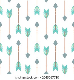 colored arrows on white background, seamless tribal pattern, vector illustration
