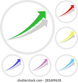 Colored arrows on a white background, arows elements. 