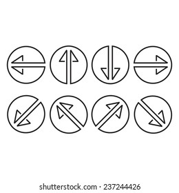 Colored Arrows Pointing in Different Directions Set. Vector Illustration