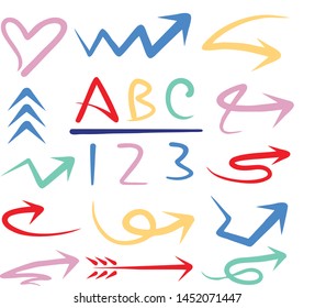 Colored arrows set. Set of arrows icons. Vector illustration isolated on white background