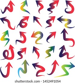 Colored arrows set. Set of arrows icons. Vector illustration isolated on white background