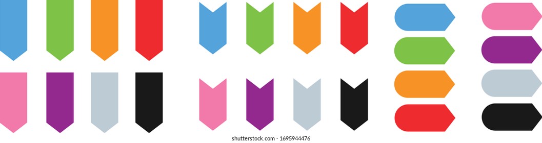 Colored arrows shaped markers for web design, applications and infographics