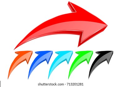 Flechas UP de colores. Vector 3D ilustración