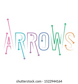colored arrows word concept. vector arrows word and arrow signs