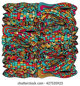 Colored Artistically ethnic pattern. Hand-drawn, ethnic, floral, retro, doodle, vector, art tribal design element.