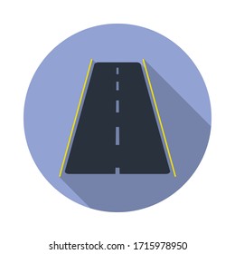 colored asphalt road long shadow icon. Simple color vector of web icons for ui and ux, website or mobile application