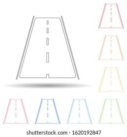 Colored asphalt road in multi color style icon. Simple thin line, outline vector of web icons for ui and ux, website or mobile application
