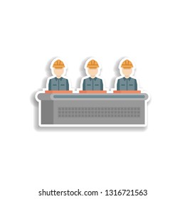 colored assembly  production sticker icon. Elements of Production in color icons. Simple icon for websites, web design, mobile app, info graphics