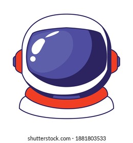 colored astronaut helmet in a white background vector illustration design