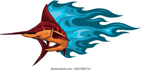colored atlantic swordfish marlin vector illustration design