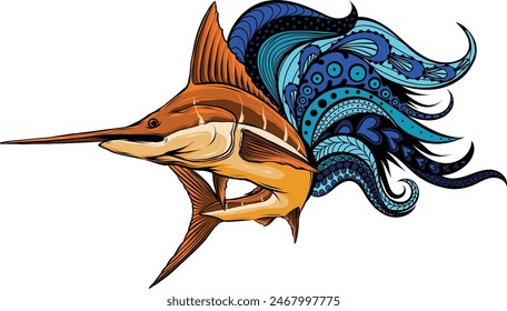 colored atlantic swordfish marlin vector illustration design