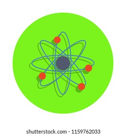 colored atoms in green badge icon. Element of science and laboratory for mobile concept and web apps. Detailed atoms icon