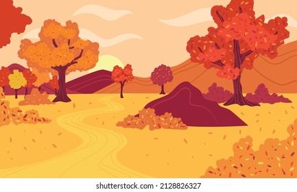 Colored autumn background with trees Vector