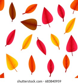 colored autumn leaves on a white background. Vector illustration. seamless pattern.