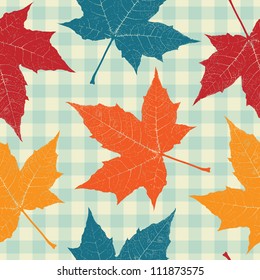 Colored autumn leaves seamless pattern