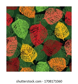 Colored Autumn leaves.  Seamless pattern for textile, wallpapers, gift wrap and scrapbook. Vector illustration.