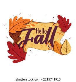 Colored Autumn lettering with paper art style Vector