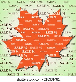 Colored autumn sale banner with maple leaf
