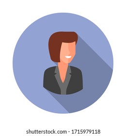 colored avatar of businesswoman long shadow icon. Simple color vector of Avatar icons for ui and ux, website or mobile application