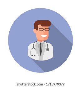 colored avatar of doctor long shadow icon. Simple color vector of Avatar icons for ui and ux, website or mobile application