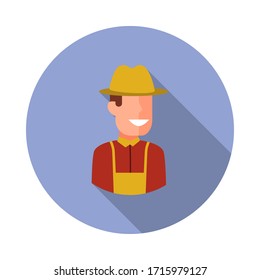 avatar coloreado de un icono de sombra larga del granjero. Simple vector de color de iconos de Avatar para ui y ux, sitio web o aplicación móvil