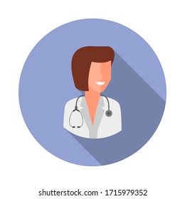 colored avatar of female doctor long shadow icon. Simple color vector of Avatar icons for ui and ux, website or mobile application