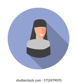 Colored Avatar Of Nun Long Shadow Icon. Simple Color Vector Of Avatar Icons For Ui And Ux, Website Or Mobile Application