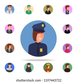 colored avatar of police woman icon. Avatar icons universal set for web and mobile