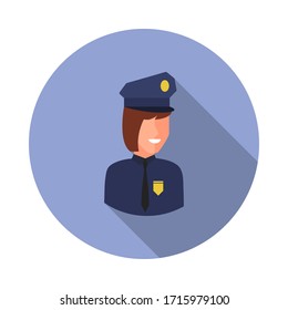 colored avatar of police woman long shadow icon. Simple color vector of Avatar icons for ui and ux, website or mobile application