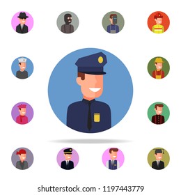 colored avatar of policeman icon. Avatar icons universal set for web and mobile