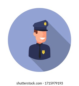 colored avatar of policeman long shadow icon. Simple color vector of Avatar icons for ui and ux, website or mobile application