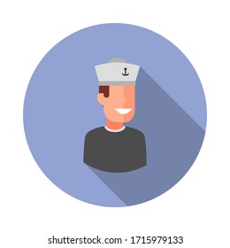 farbiger Avatar des Seemanns lange Schattensymbol. Einfache Vektorillustration von Avatar-Symbolen für i und ux, Website oder mobile Anwendungen