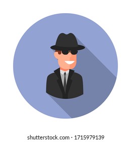 colored avatar of spy long shadow icon. Simple color vector of Avatar icons for ui and ux, website or mobile application