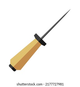 Colored awl icon. Carpentry and sewing tools for creating holes. Vector illustration isolated on a white background for design and web.