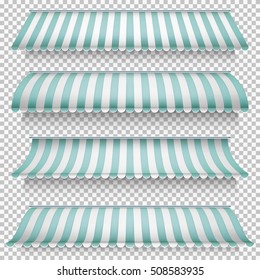 Colored awnings set on transparent background. EPS 10 vector file included