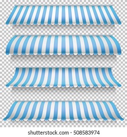 Colored awnings set on transparent background. EPS 10 vector file included