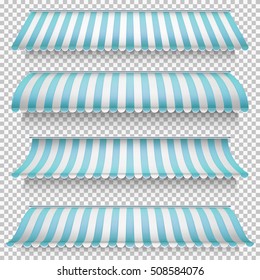 Colored awnings set on transparent background. EPS 10 vector file included