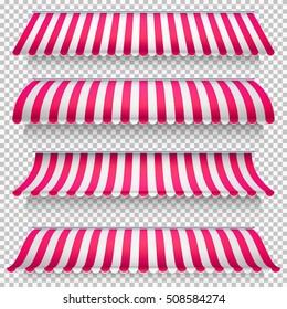 Colored awnings set on transparent background. EPS 10 vector file included