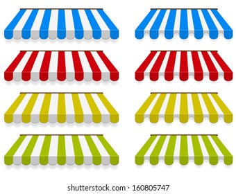 Colored awnings. Vector set. two different types svg