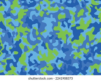Colored baby camouflage seamless pattern. Urban fashion clothing style. Splashes camo in children's coloring, repeat print.  Bright colors texture. Textile design. Stock Vector  