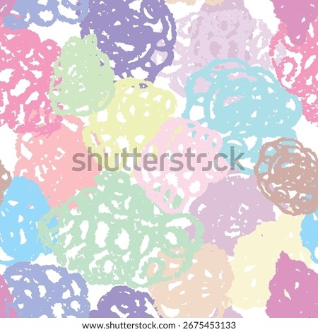Colored baby camouflage seamless pattern. Scribble fashion rainbow style. Doodle camo in children`s coloring background. Pastel colors hand drawn stroke texture. Textile design. Vector wallpaper
