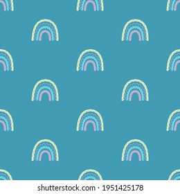 Farbiges, nahtloses Muster mit süßen Regenbogen. Kreativer Vektorhintergrund für Gewebe, Textilien, Babyhintergrund.