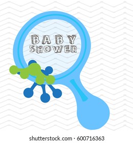 Colored baby shower card with a toy, Vector illustration