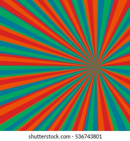 Colored back Pop Art Style. Multy color background. For comic text bubble backdrop line space. Funny sun beam template. Vector illustration