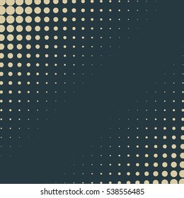 Colored back Pop Art Style dark blue background halftone. For comic text bubble backdrop line space. Funny sun beam template. Vector illustration.