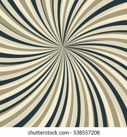 Colored back Pop Art Style blue retro move. Swirling radial lollypop pattern background. For comic text bubble backdrop line space. Funny sun beam template. Vector illustration.
