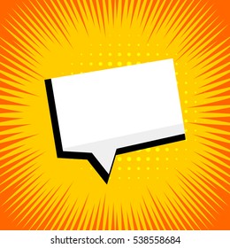 Colored back Pop Art Style yellow background. For comic text bubble backdrop line space. Funny sun beam halftone template. Vector illustration.